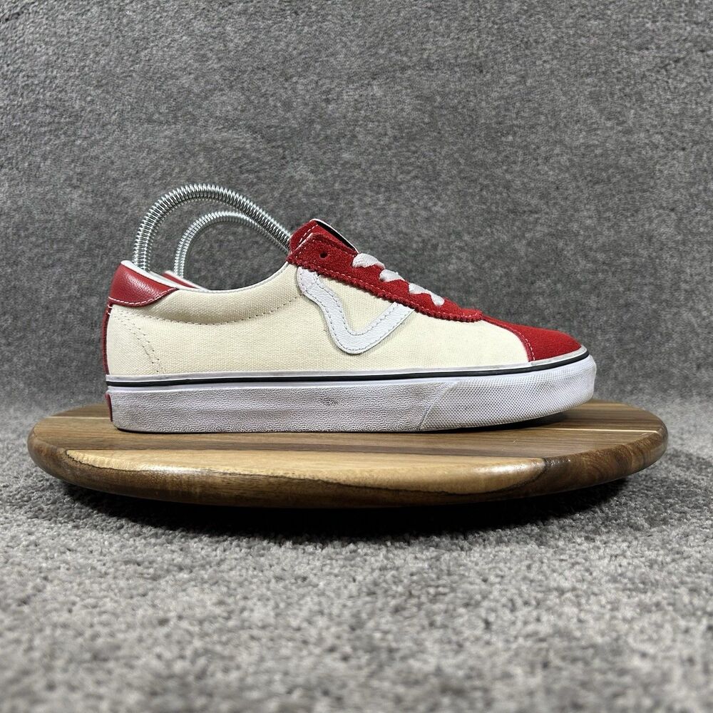 Vans Epoch Sport Women’s Size 7.5 Racing Red White Suede Retro Skate Shoes Used